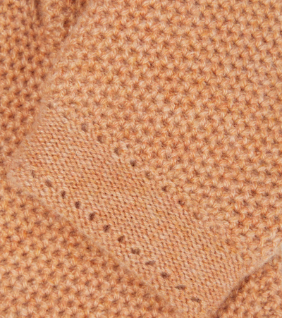 Shop Loro Piana Crochet Cashmere Gloves In Pink Salt Melange