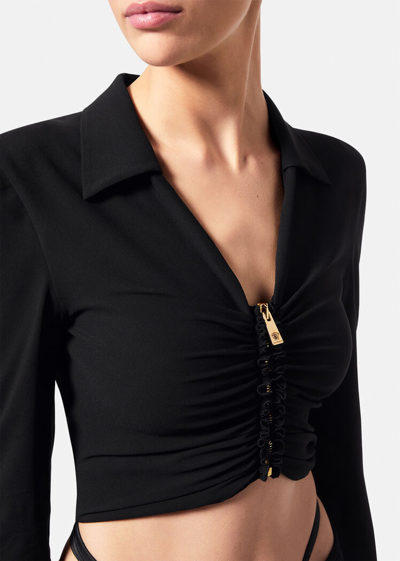 Shop Versace Medusa Ruched Shirt, Female, Black, 44