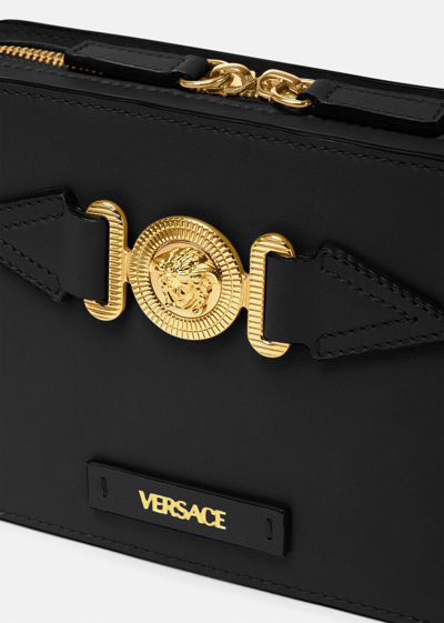 Shop Versace Medusa Biggie Small Messenger Bag In Black