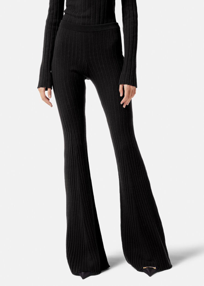 Shop Versace Ribbed Flared Trousers, Female, Black, 38