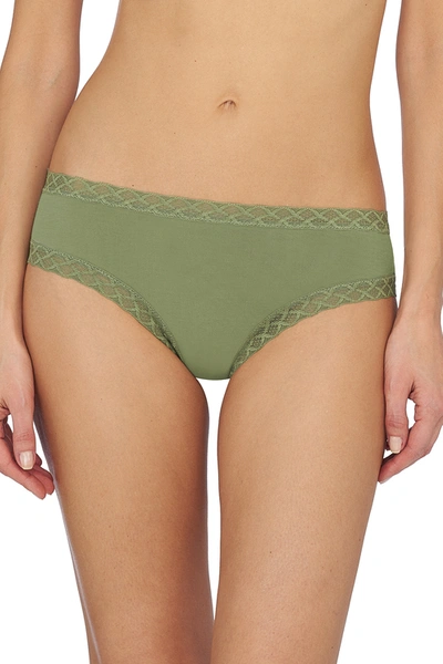 Shop Natori Bliss Girl Comfortable Brief Panty Underwear With Lace Trim In Olivine