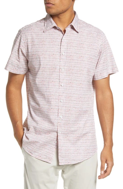 Shop Rodd & Gunn Kirkwood Sports Fit Geo Print Short Sleeve Button-up Shirt In Sunset