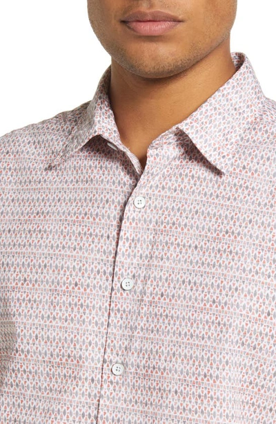 Shop Rodd & Gunn Kirkwood Sports Fit Geo Print Short Sleeve Button-up Shirt In Sunset