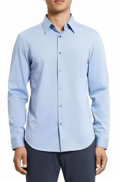 Shop Theory Sylvain Nd Structure Knit Button-up Shirt In Heron - 0pw
