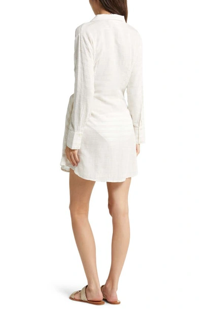 Shop L*space Daydream Side Tie Tunic Cover-up Dress In Cream