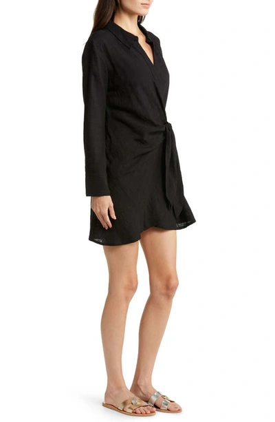 Shop L*space Daydream Side Tie Tunic Cover-up Dress In Black