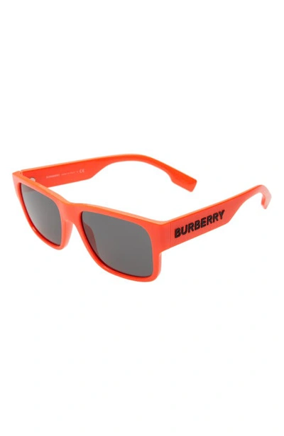 Shop Burberry 57mm Square Sunglasses In Orange/ Dark Grey
