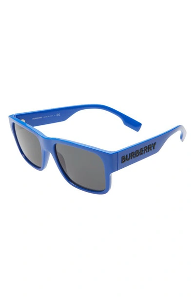 Shop Burberry 57mm Square Sunglasses In Blue/ Dark Grey