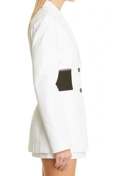 Shop Alexander Wang Logo Waist Cotton Blend Hourglass Blazer In Snow White