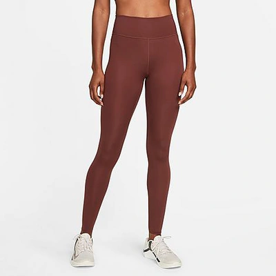 Shop Nike Women's One Luxe Mid-rise Tights In Bronze Eclipse/clear