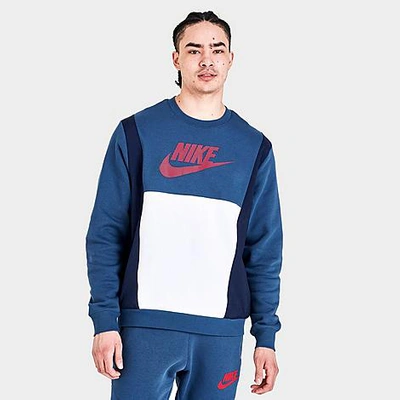 Nike Men's Sportswear Hybrid Fleece Crewneck Sweatshirt In Mystic  Navy/white/obsidian/university Red | ModeSens