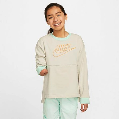 Shop Nike Kids' Sportswear Kids Pack Crewneck Sweatshirt In Light Bone/total Orange