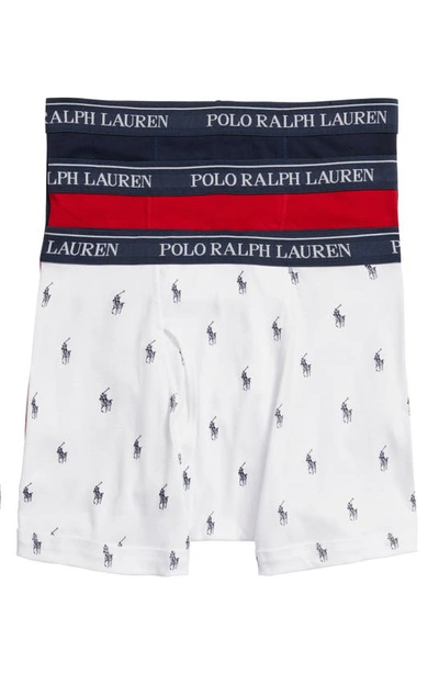 Shop Polo Ralph Lauren 3-pack Cotton Boxer Briefs In White/crui