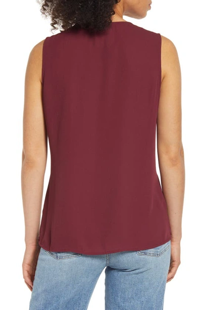 Shop Vince Camuto Ruffle Neck Sleeveless Georgette Blouse In Cranberry
