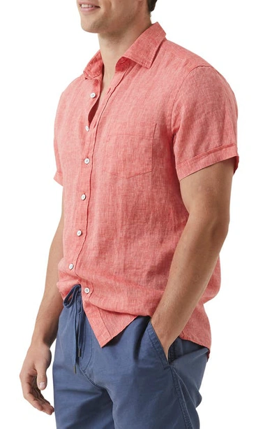 Shop Rodd & Gunn Regular Fit Ellerslie Linen Shirt In Crimson