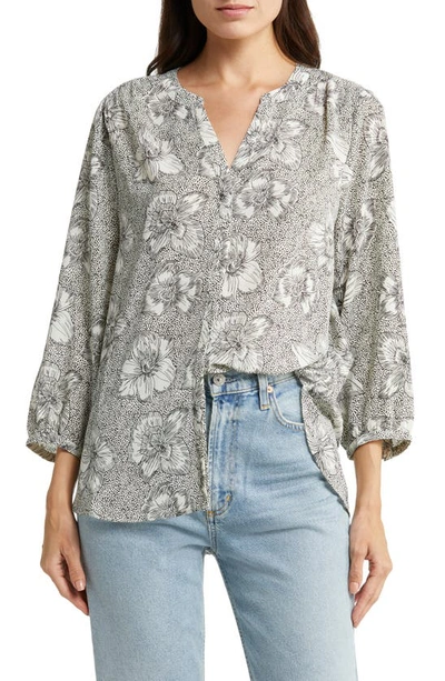 Shop Nydj High/low Crepe Blouse In Inked Orchids