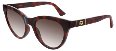 Shop Gucci Gg763s0 W 002 Cat Eye Sunglasses In Brown