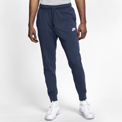 Shop Nike Men's  Sportswear Club Jersey Jogger Pants In Blue