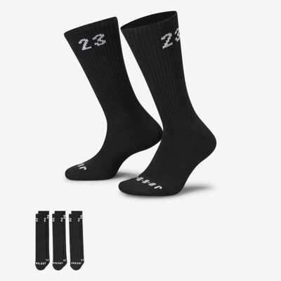 Shop Jordan Essentials Crew Socks (3 Pairs) In Black