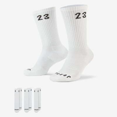 Shop Jordan Essentials Crew Socks (3 Pairs) In White,black
