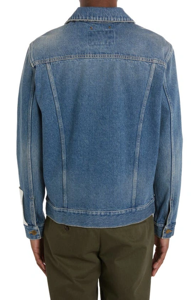 Shop Golden Goose Logo Patch Denim Jacket In Medium Blue