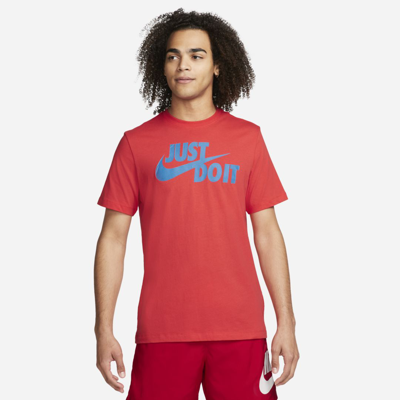Shop Nike Sportswear Jdi Men's T-shirt In Light Crimson,light Photo Blue