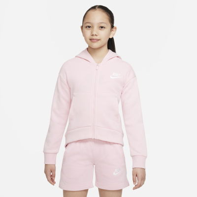 Shop Nike Sportswear Club Fleece Big Kids' (girls') Full-zip Hoodie In Pink