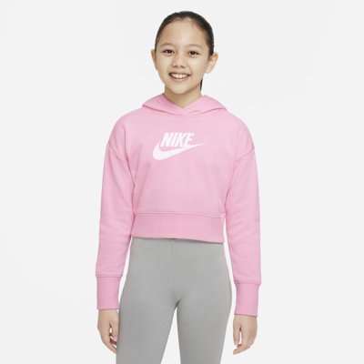 Shop Nike Sportswear Club Big Kids' (girls') French Terry Cropped Hoodie In Pink
