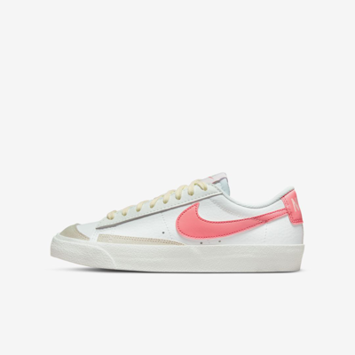 Shop Nike Blazer Low '77 Big Kids' Shoes In Summit White,coconut Milk,pink Foam,pink Gaze