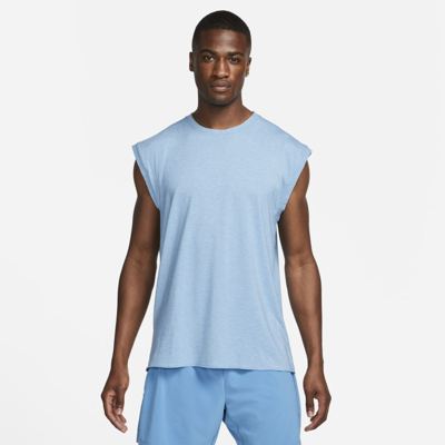 Shop Nike Yoga Dri-fit Men's Tank In Celestine Blue,dutch Blue,iron Grey