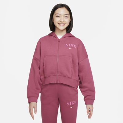 Shop Nike Sportswear Trend Big Kids' (girls') Full-zip Fleece Hoodie In Purple