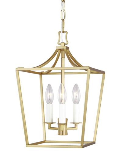 Shop Chapman & Myers Visual Comfort Studio Southold Mini Lantern Chandelier In Burnished Brass