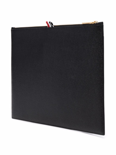 Thom Browne Medium Zipped Clutch In Schwarz