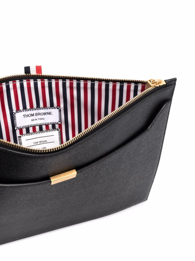 Thom Browne Medium Zipped Clutch In Schwarz