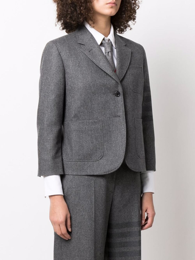 Shop Thom Browne 4-bar Stripe Single-breasted Blazer In Grey