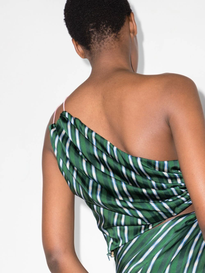 Shop Ahluwalia X Browns Deva Draped Crop Top In Green