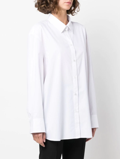 Shop Nina Ricci Poplin Crinkle Shirt In White