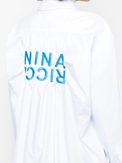 Shop Nina Ricci Poplin Crinkle Shirt In White