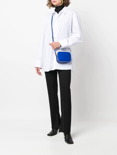 Shop Nina Ricci Logo-debossed Leather Camera Bag In Blue