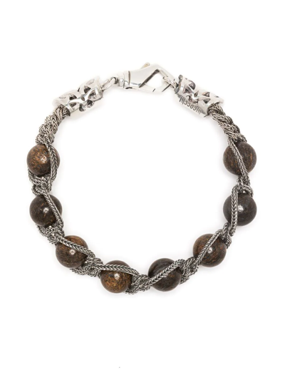 Shop Emanuele Bicocchi Braided Bead Bracelet In Brown