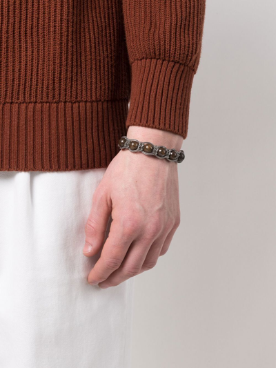 Shop Emanuele Bicocchi Braided Bead Bracelet In Brown