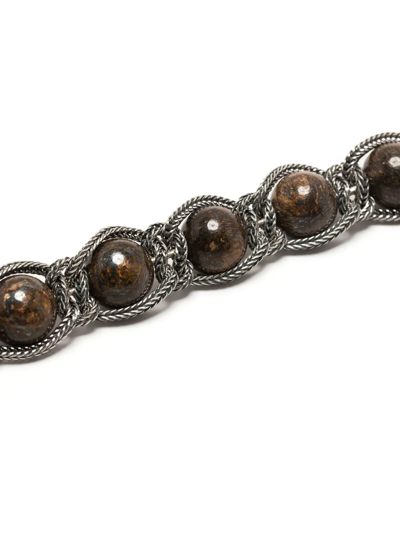 Shop Emanuele Bicocchi Braided Bead Bracelet In Brown