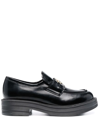 Shop Love Moschino Logo-plaque Chunky Loafers In Black