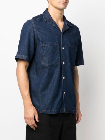 Shop Diesel D-paroshort Short-sleeved Denim Shirt In Blue