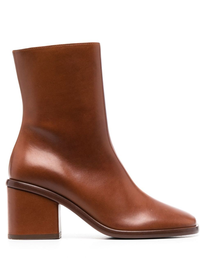 Shop Chloé Block Heel Ankle Boots In Braun