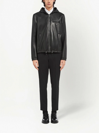 Prada Reversible Blouson In Leather And Re-nylon In Black