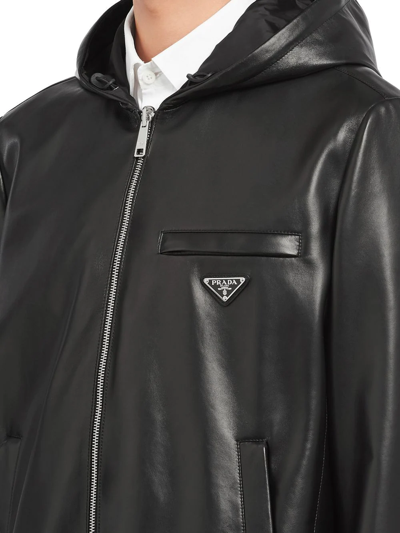 Shop Prada Reversible Hooded Jacket In Black