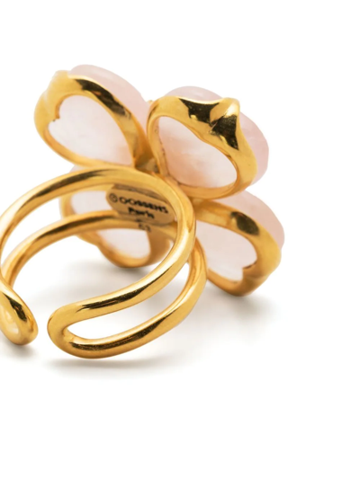Shop Goossens Four-leaf Clover Gemstone Ring In Gold