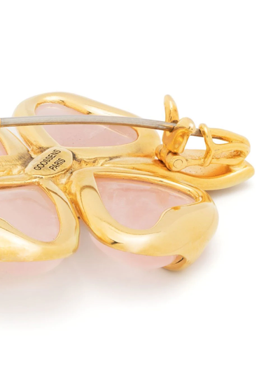 Goossens Four-leaf Clover Gemstone Brooch In Gold