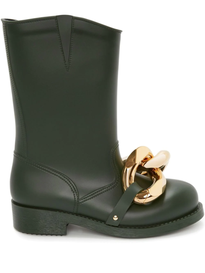 Shop Jw Anderson Chain-link Detail Boots In Green